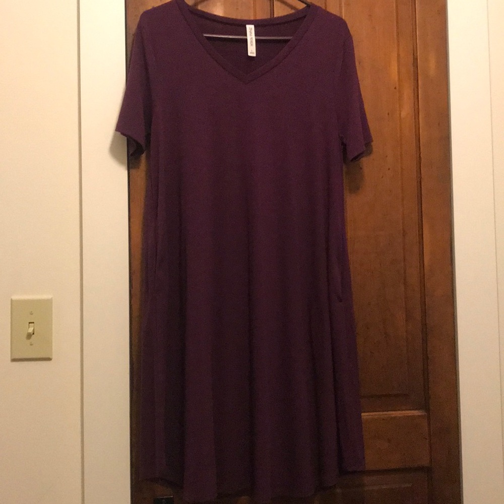 Eggplant T-Shirt Dress with Pockets!